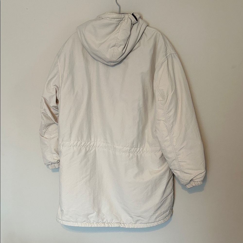 Vintage J. Crew Cream Hooded Jacket with Buffalo Plaid Lining - Picture 3 of 3
